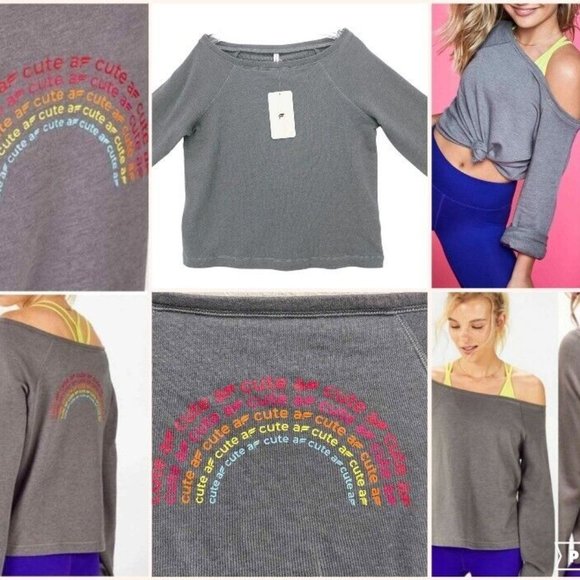 NWT Fabletics Isabel Cute AF Pullover Gray Wide Sleeve Terry Sweatshirt XS - Picture 2 of 8